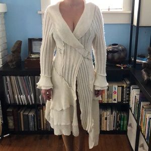 Fantasia Cream Wrap Sweater Cardigan Duster